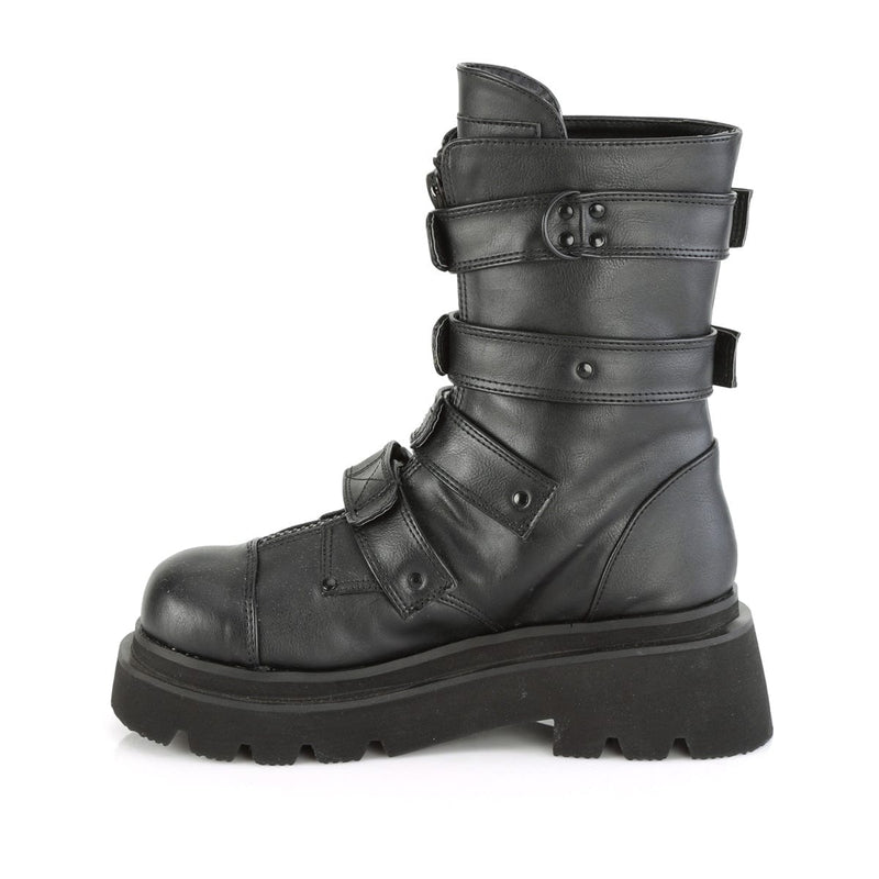 Demonia RENEGADE-55 Mid-Calf Boot (Black Vegan Leather)