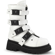Demonia RENEGADE-55 Mid-Calf Boot (White Vegan Leather)