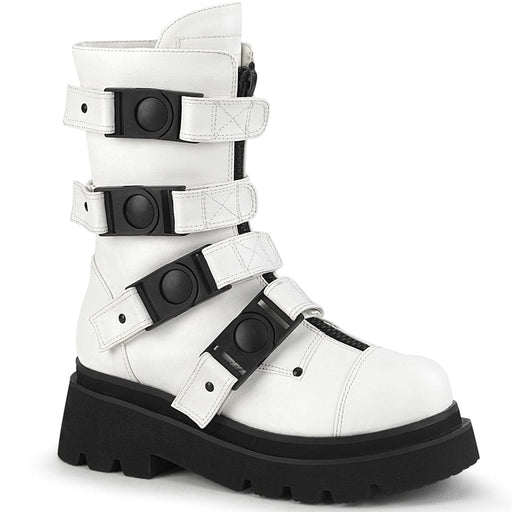 Demonia RENEGADE-55 Mid-Calf Boot (White Vegan Leather)
