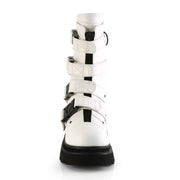 Demonia RENEGADE-55 Mid-Calf Boot (White Vegan Leather)