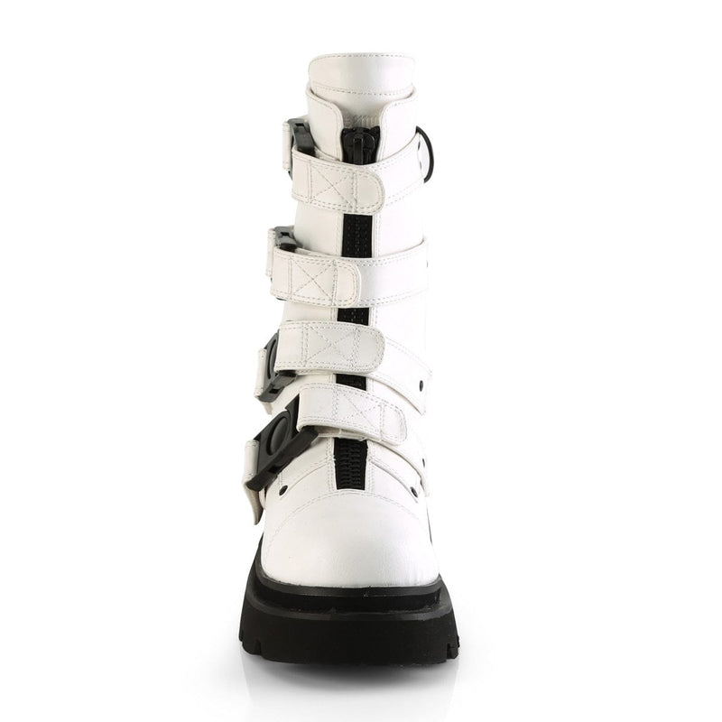 Demonia RENEGADE-55 Mid-Calf Boot (White Vegan Leather)