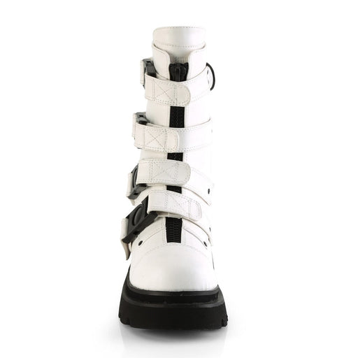 Demonia RENEGADE-55 Mid-Calf Boot (White Vegan Leather)