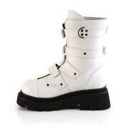 Demonia RENEGADE-55 Mid-Calf Boot (White Vegan Leather)