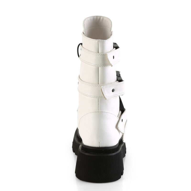 Demonia RENEGADE-55 Mid-Calf Boot (White Vegan Leather)