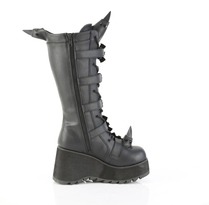 Demonia SCENE-157 Knee High Boot (Black Vegan Leather)