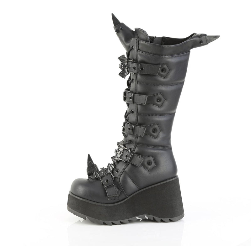 Demonia SCENE-157 Knee High Boot (Black Vegan Leather)
