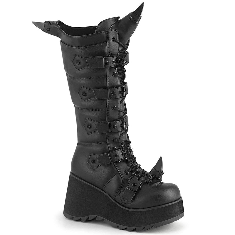 Demonia SCENE-157 Knee High Boot (Black Vegan Leather)