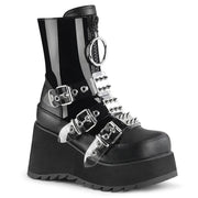 Demonia SCENE-51 Mid-Calf Boot (Black Patent-Black Vegan Leather)