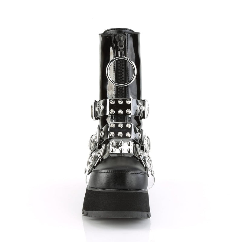 Demonia SCENE-51 Mid-Calf Boot (Black Patent-Black Vegan Leather)