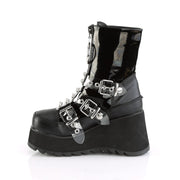 Demonia SCENE-51 Mid-Calf Boot (Black Patent-Black Vegan Leather)
