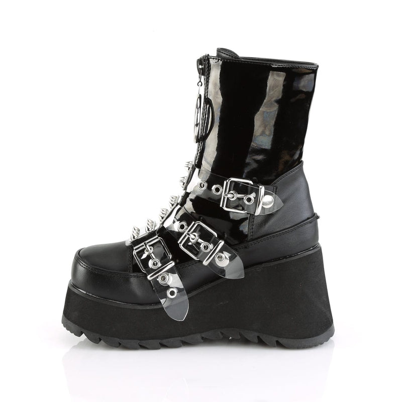 Demonia SCENE-51 Mid-Calf Boot (Black Patent-Black Vegan Leather)