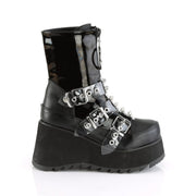 Demonia SCENE-51 Mid-Calf Boot (Black Patent-Black Vegan Leather)