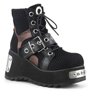 Demonia SCENE-53 Ankle Boot (Black Vegan Leather-Fishnet Fabric)