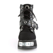 Demonia SCENE-53 Ankle Boot (Black Vegan Leather-Fishnet Fabric)