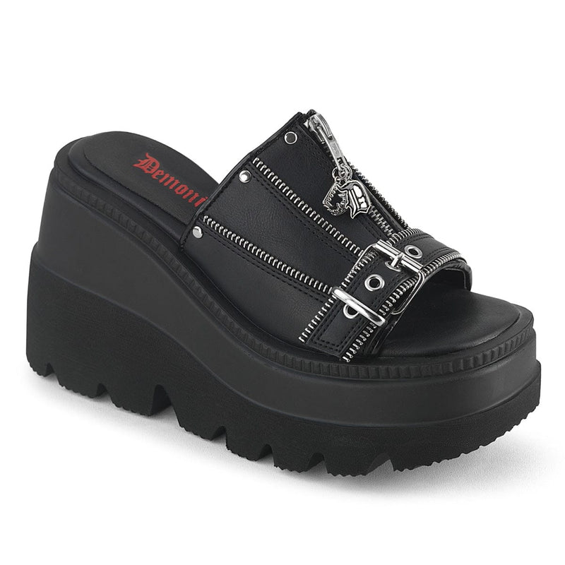 Demonia SHAKER-07 Slide (Black Vegan Leather)