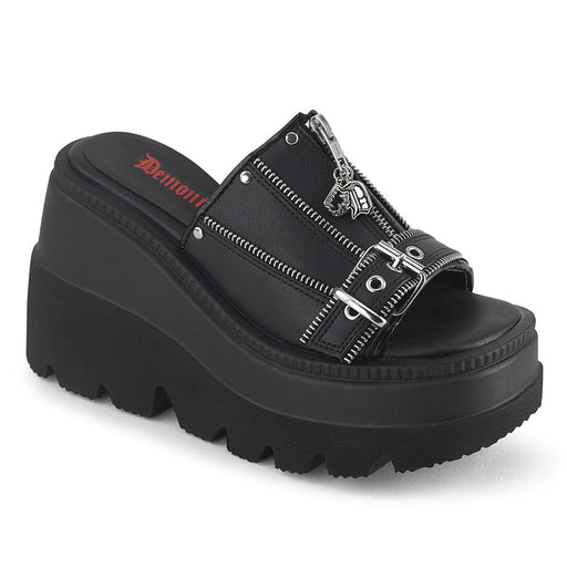 Demonia SHAKER-07 Slide (Black Vegan Leather)