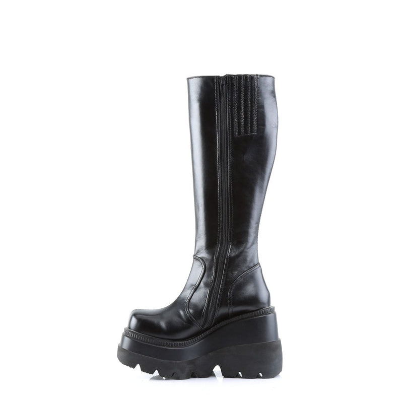 Demonia SHAKER-100 Knee High Boot (Black Vegan Leather)
