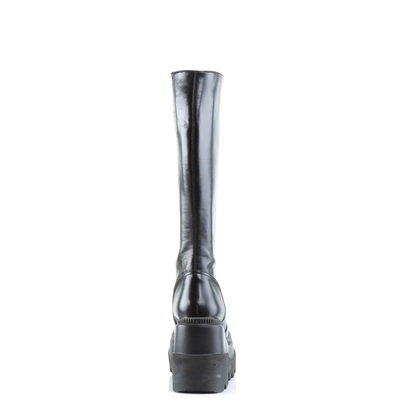 Demonia SHAKER-100 Knee High Boot (Black Vegan Leather)