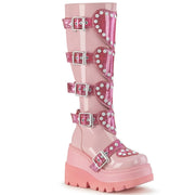 Demonia SHAKER-210 Knee High Boot (Baby Pink Patent) 6