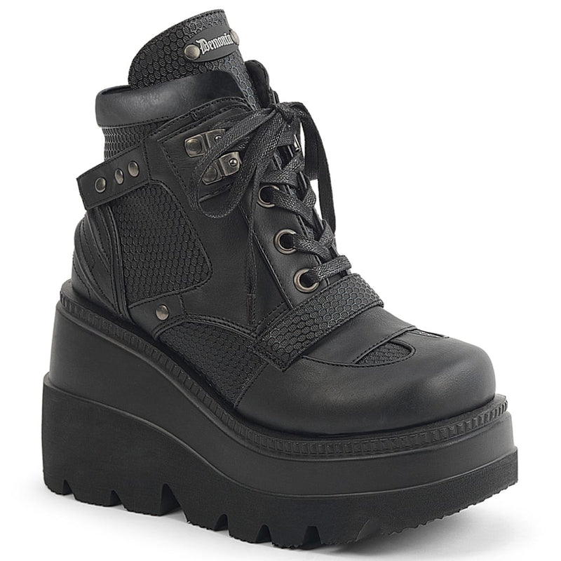 Demonia SHAKER-37 Black Vegan Leather Ankle Boot