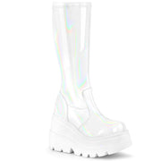 Demonia SHAKER-65 Knee High Boot (White Hologram) 6