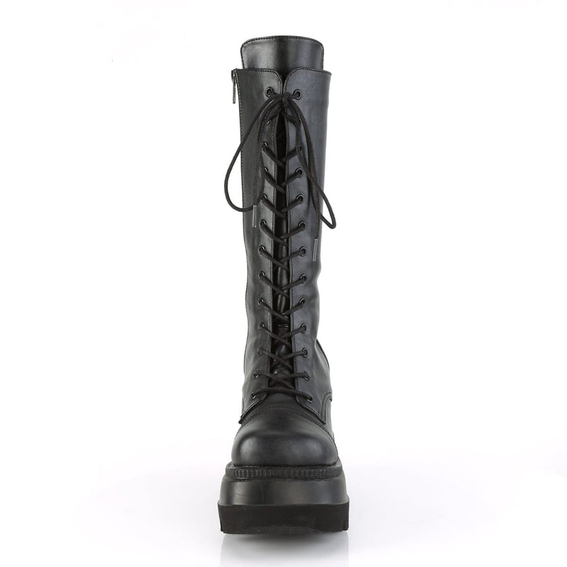Demonia SHAKER-72 Mid-Calf Boot (Black Vegan Leather)