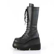 Demonia SHAKER-72 Mid-Calf Boot (Black Vegan Leather)