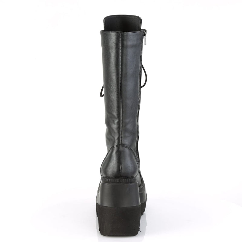 Demonia SHAKER-72 Mid-Calf Boot (Black Vegan Leather)