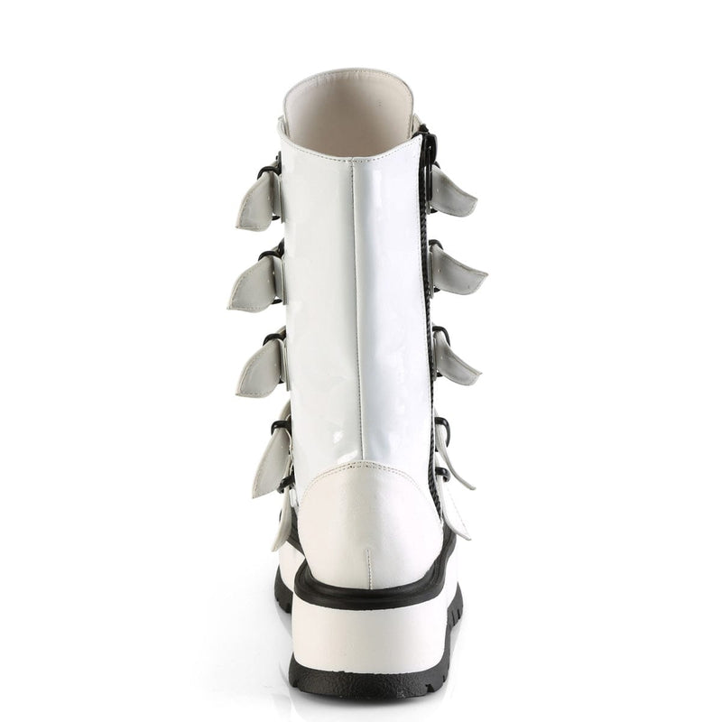 Demonia SLACKER-160 Mid-Calf Boot (White Patent)