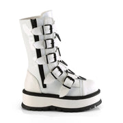 Demonia SLACKER-160 Mid-Calf Boot (White Patent)