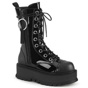 Demonia SLACKER-220 Mid-Calf Boot (Black Patent-Vegan Leather)