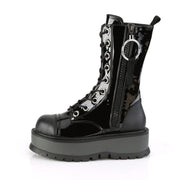 Demonia SLACKER-220 Mid-Calf Boot (Black Patent-Vegan Leather)