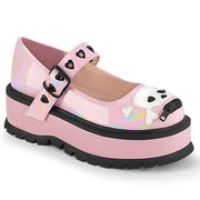 Demonia SLACKER-27 Mary Jane (Baby Pink Hologram)