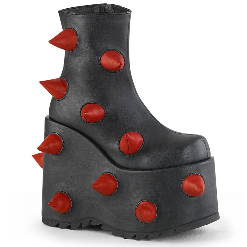 Demonia SLAY-77 Ankle Boot (Black-Red Vegan Leather) 6