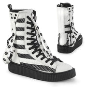 Demonia SNEEKER-325 Sneaker (White Vegan Leather-Fishnet) 4