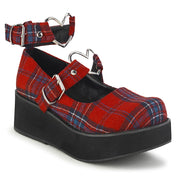 Demonia SPRITE-02 Mary Jane (Red Plaid Fabric)