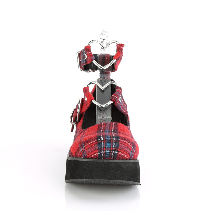 Demonia SPRITE-02 Mary Jane (Red Plaid Fabric)