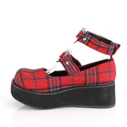 Demonia SPRITE-02 Mary Jane (Red Plaid Fabric)