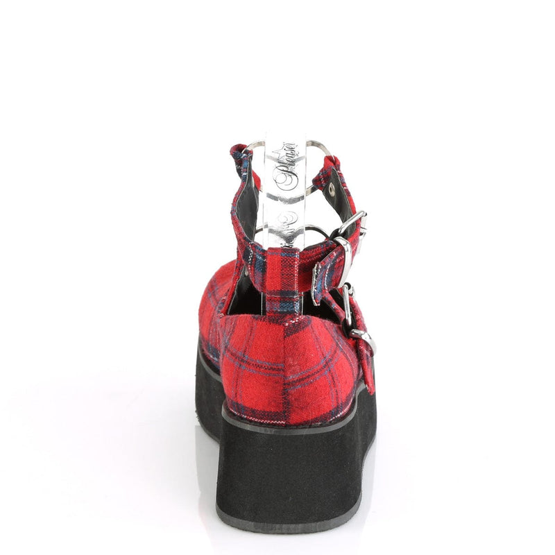Demonia SPRITE-02 Mary Jane (Red Plaid Fabric)