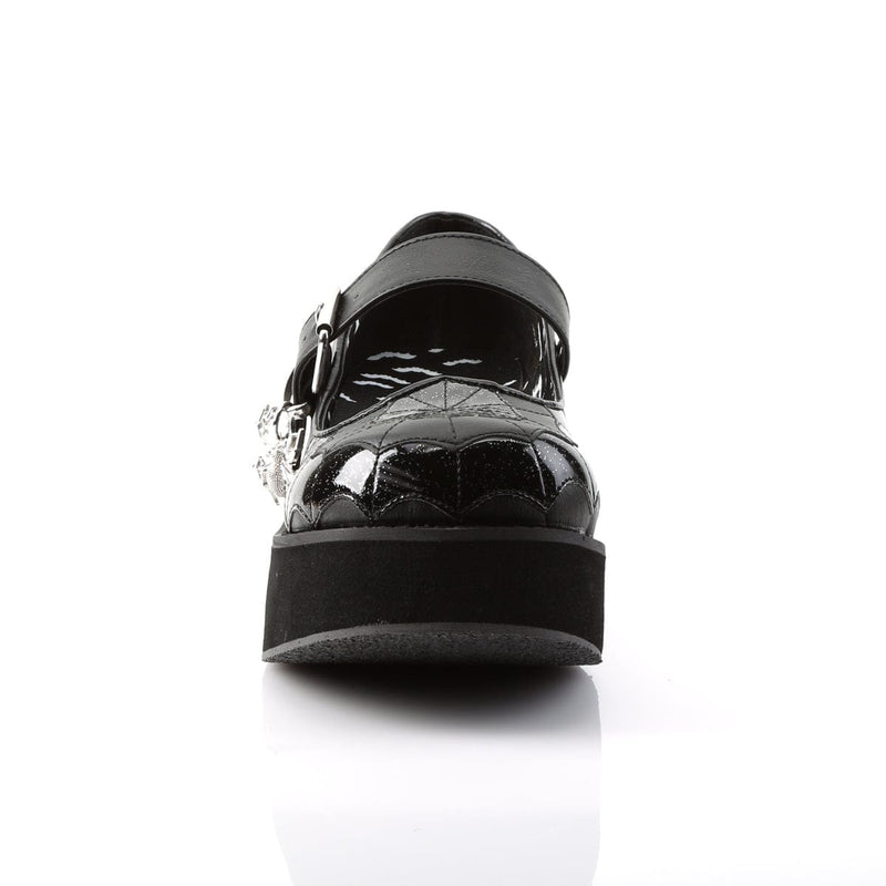Demonia SPRITE-05 Mary Jane (Black Vegan Leather-Black Patent)