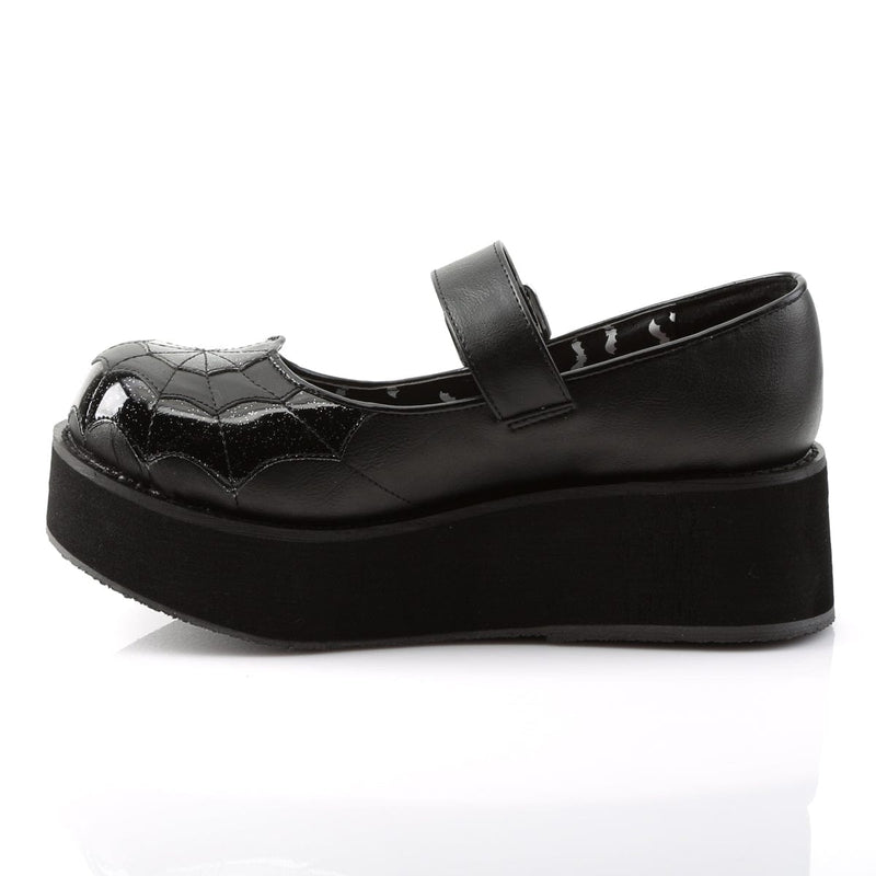 Demonia SPRITE-05 Mary Jane (Black Vegan Leather-Black Patent)