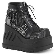 Demonia STOMP-18 Ankle Boot (Black Vegan Leather-Grey Velvet) 5