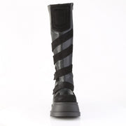 Demonia STOMP-228 Knee High Boot (Black Vegan Leather)