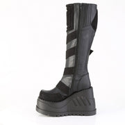 Demonia STOMP-228 Knee High Boot (Black Vegan Leather)