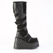 Demonia STOMP-228 Knee High Boot (Black Vegan Leather)