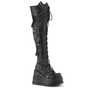 Demonia STOMP-310 Knee High Boot (Black Vegan Leather)