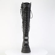 Demonia STOMP-310 Knee High Boot (Black Vegan Leather)