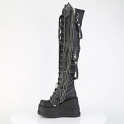 Demonia STOMP-310 Knee High Boot (Black Vegan Leather)