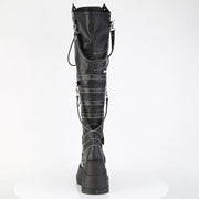 Demonia STOMP-310 Knee High Boot (Black Vegan Leather)