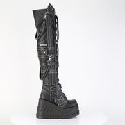 Demonia STOMP-310 Knee High Boot (Black Vegan Leather)